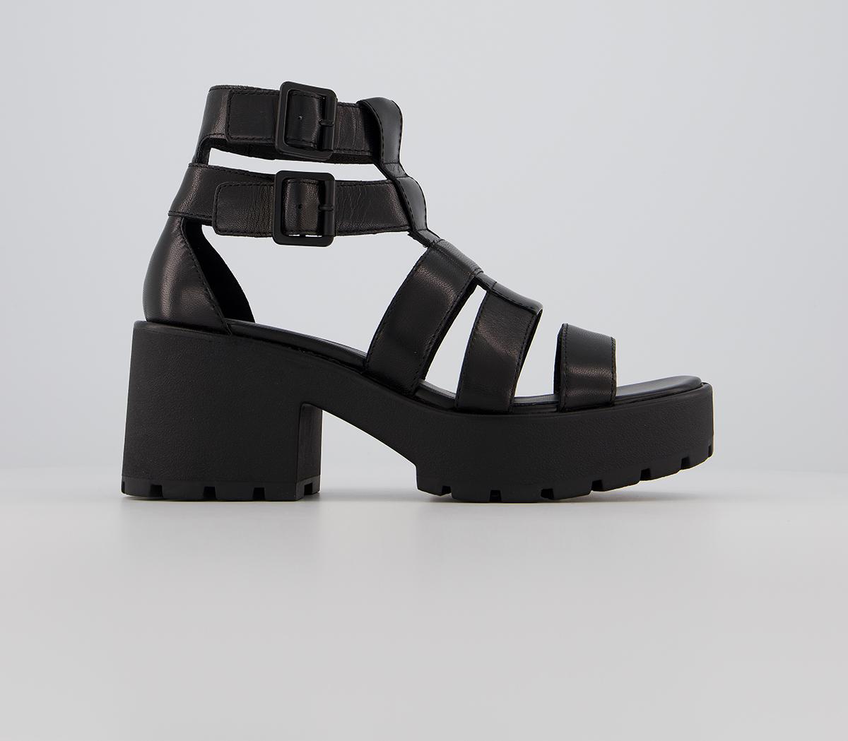 black thick strap sandals