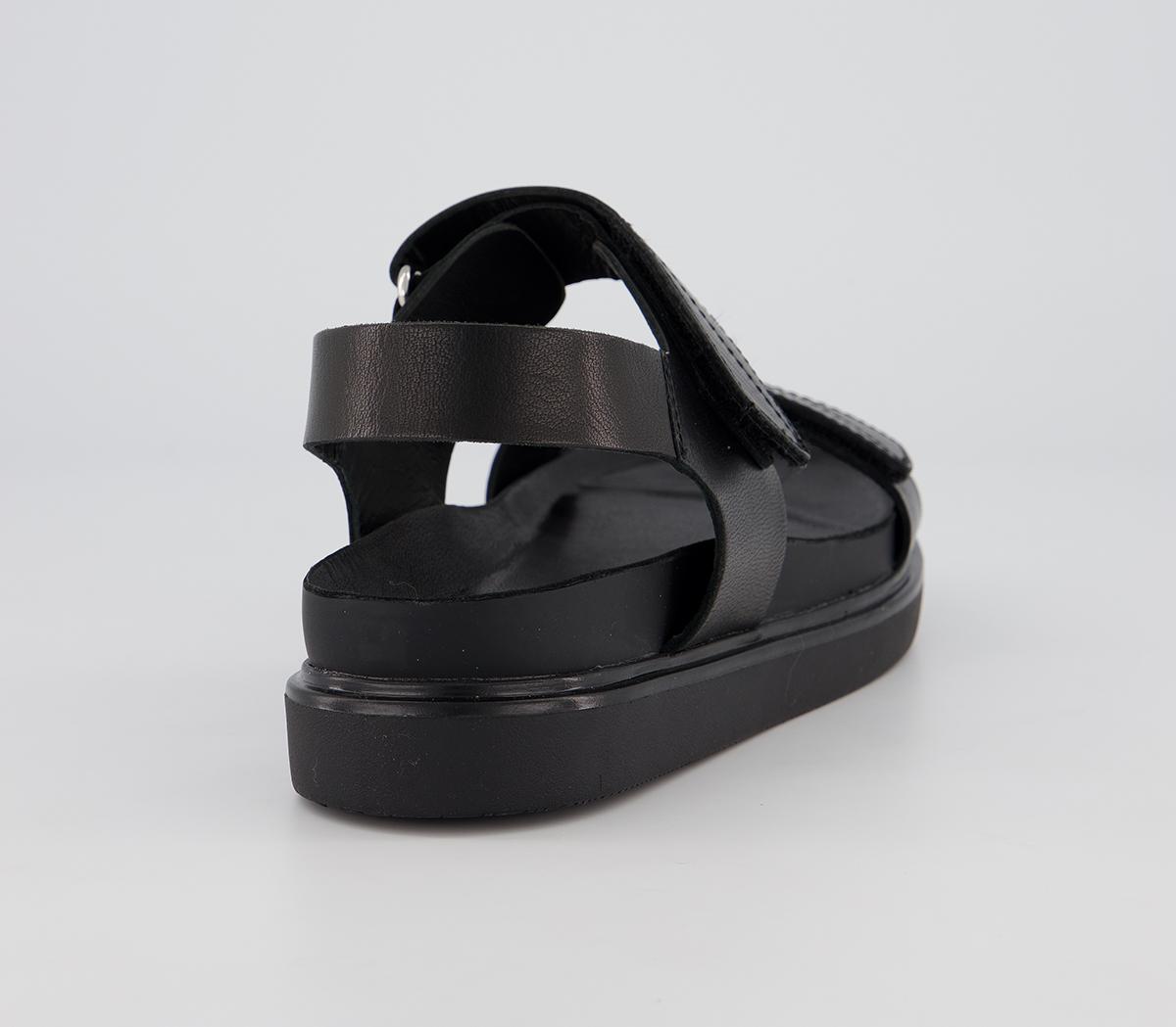 double black strap sandals