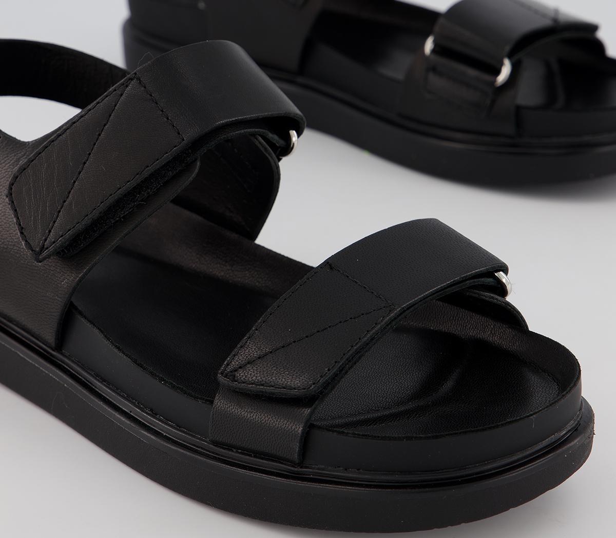 double black strap sandals