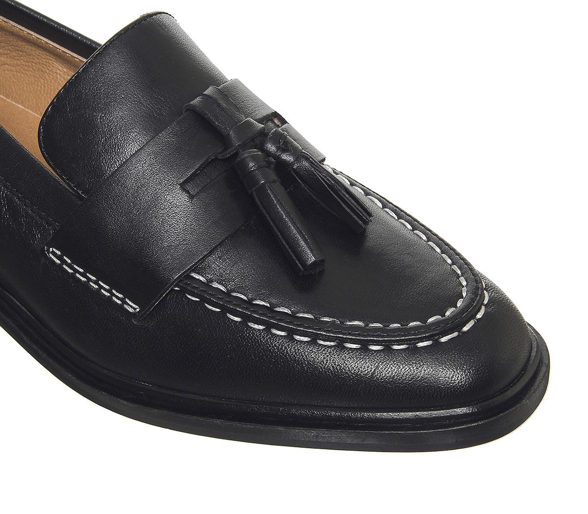 Office Falling Loafers Black Leather - Flats