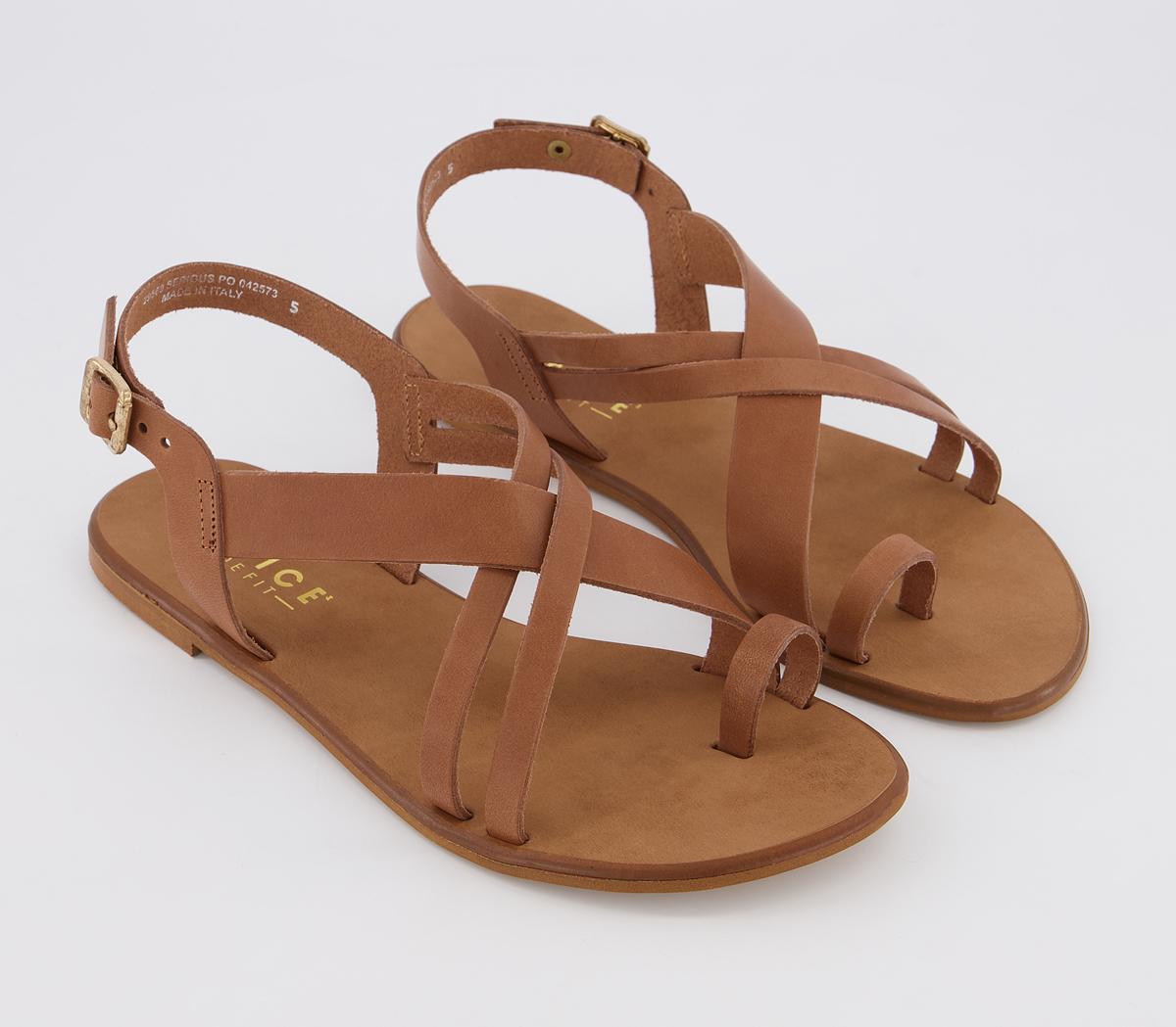 Office Serious Tan Toe Loop Sandals Tan Leather - Women’s Sandals