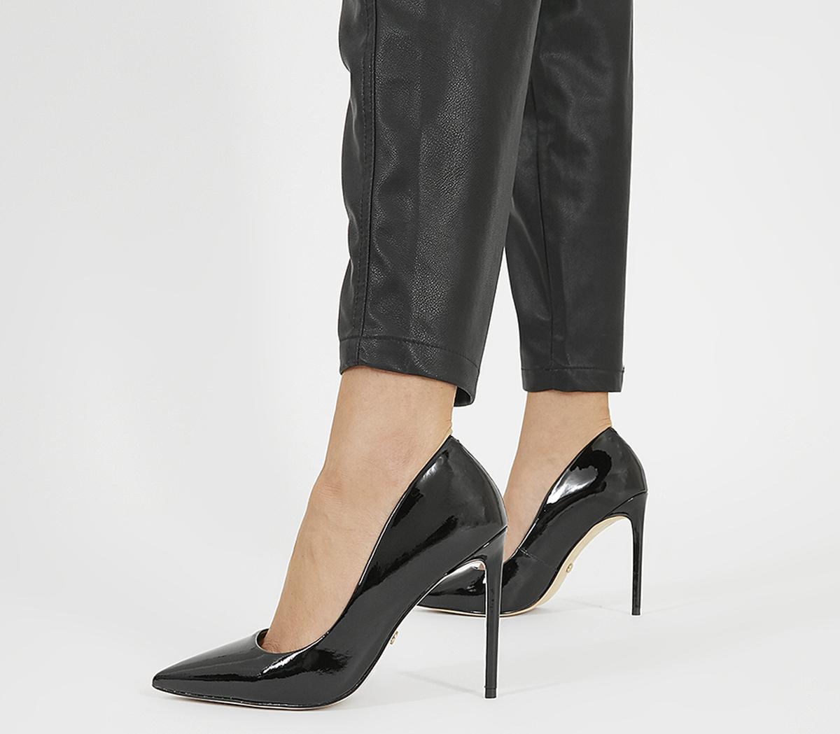black patent stiletto shoes