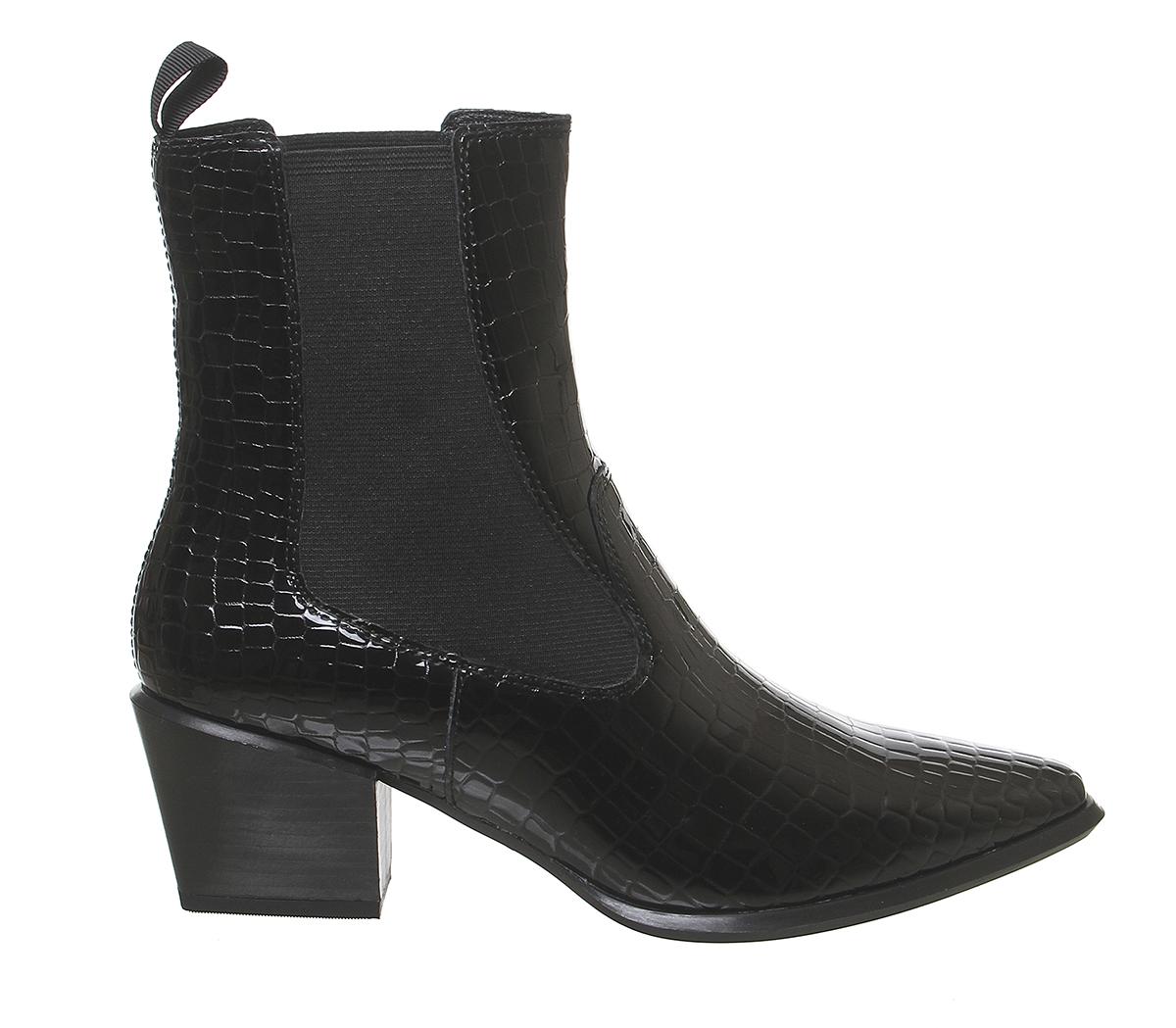 Vagabond Shoemakers Betsy Heel Chelsea Boots Black Croc - Ankle Boots