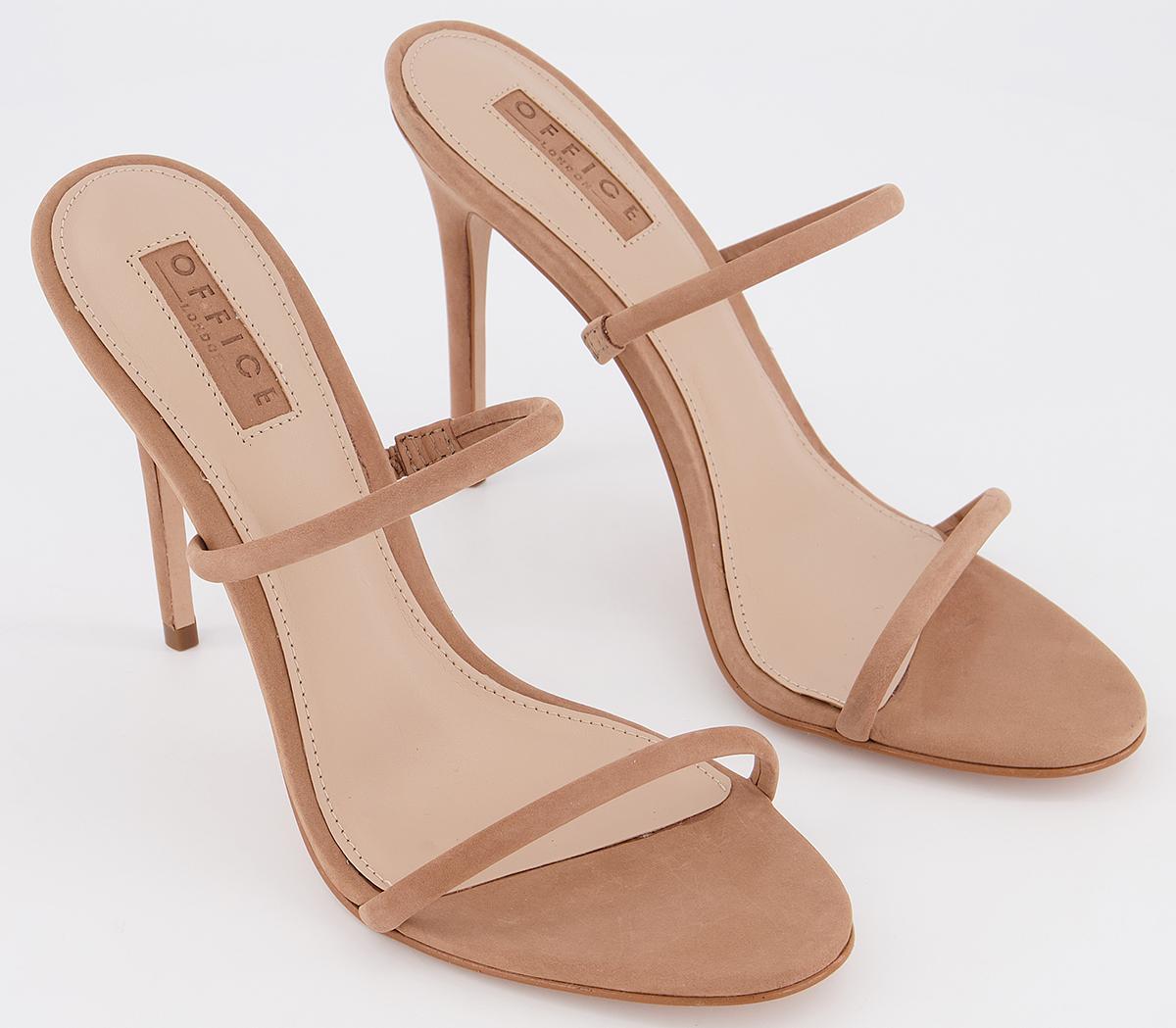 Office Hopscotch Tubular Mules Nude Nubuck High Heels