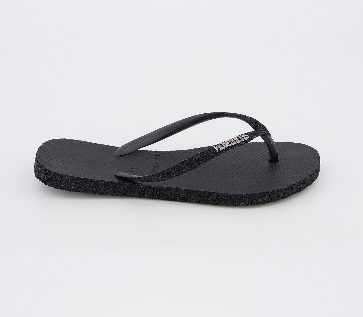 Havaianas Slim Sparkle Flip Flops Black - Women’s Sandals