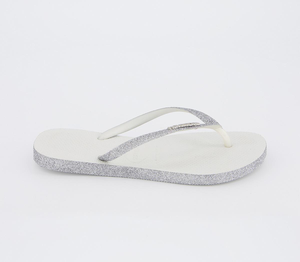 Havaianas Slim Sparkle Flip Flops White - Women’s Sandals