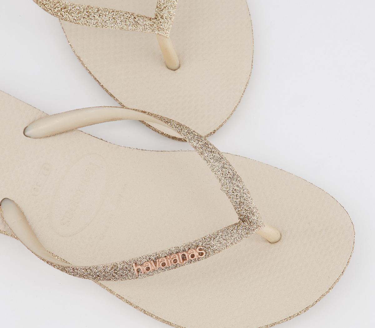 havaianas beige slim glitter