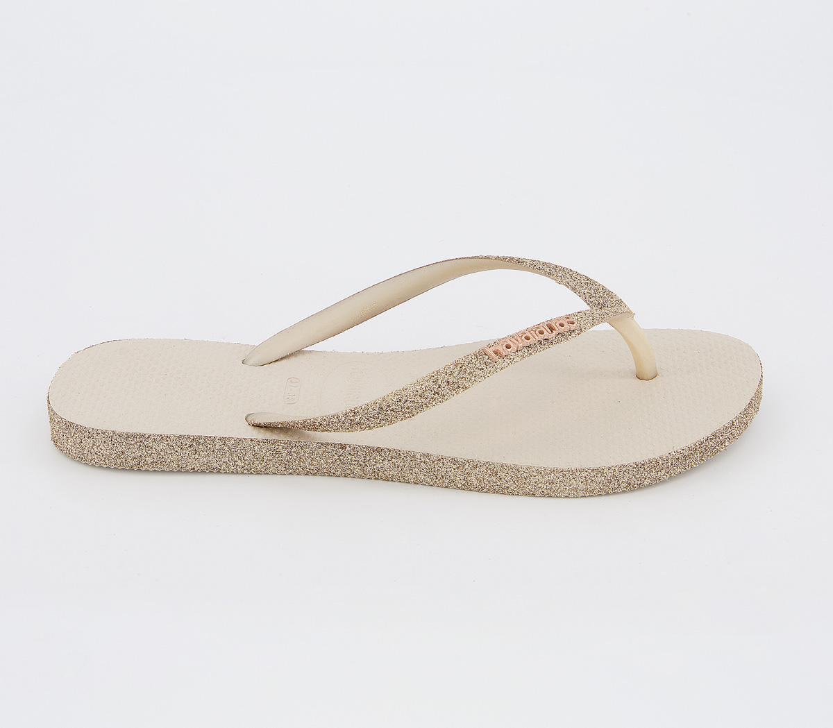 havaianas beige slim glitter