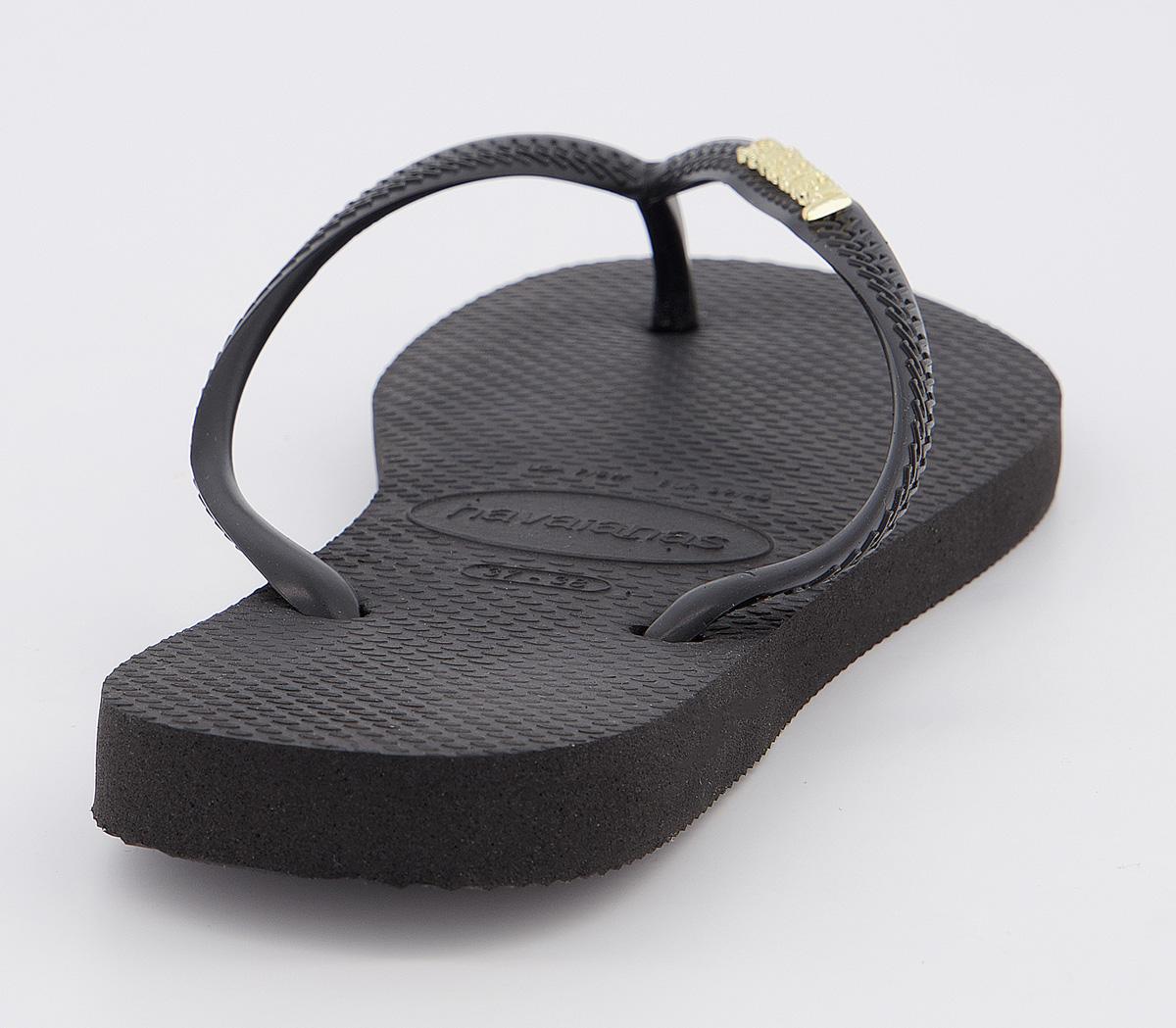 havaianas women's slim logo metallic flip flops