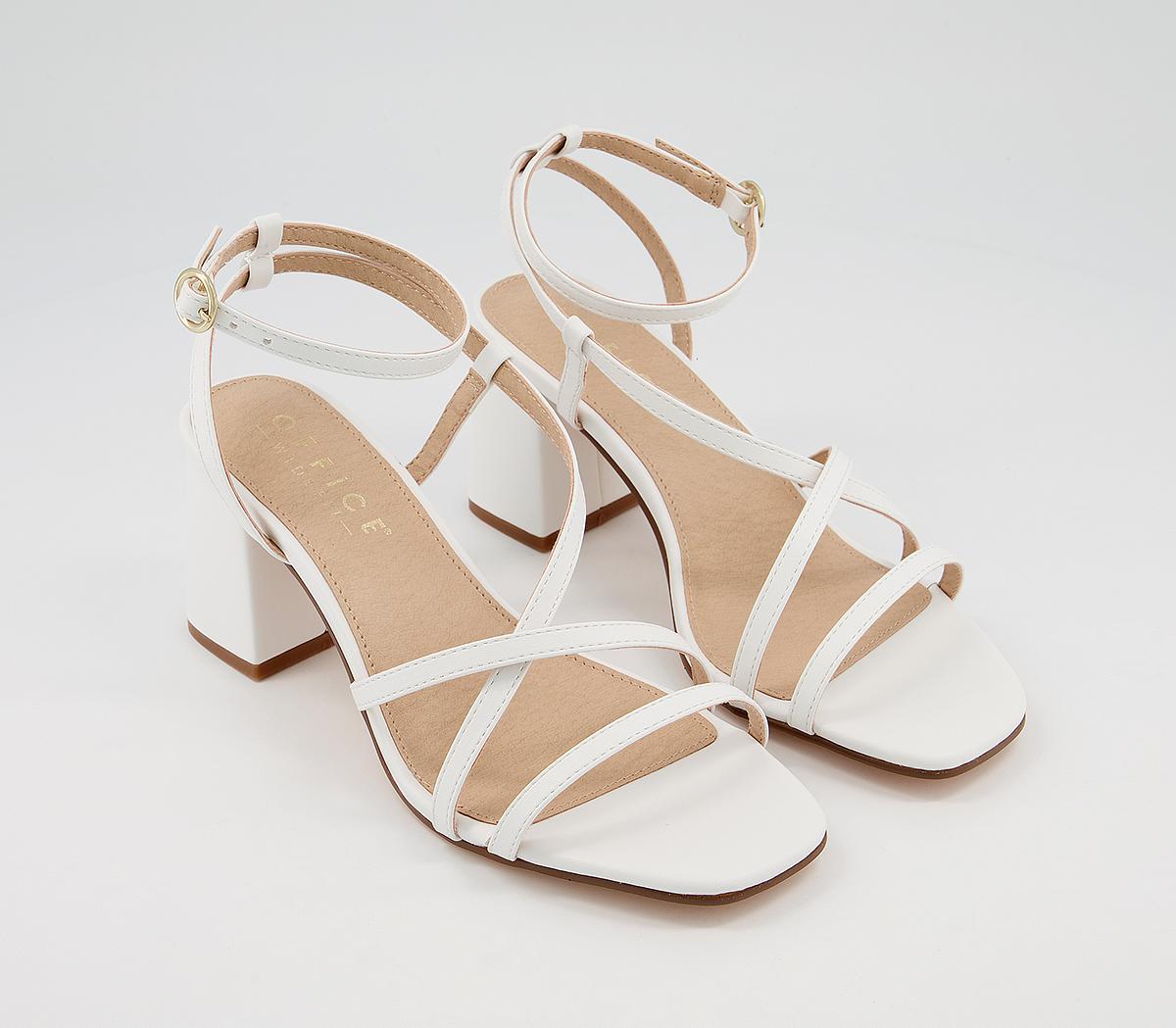 Office Margate Wf Strappy Block Sandals White - Mid Heels