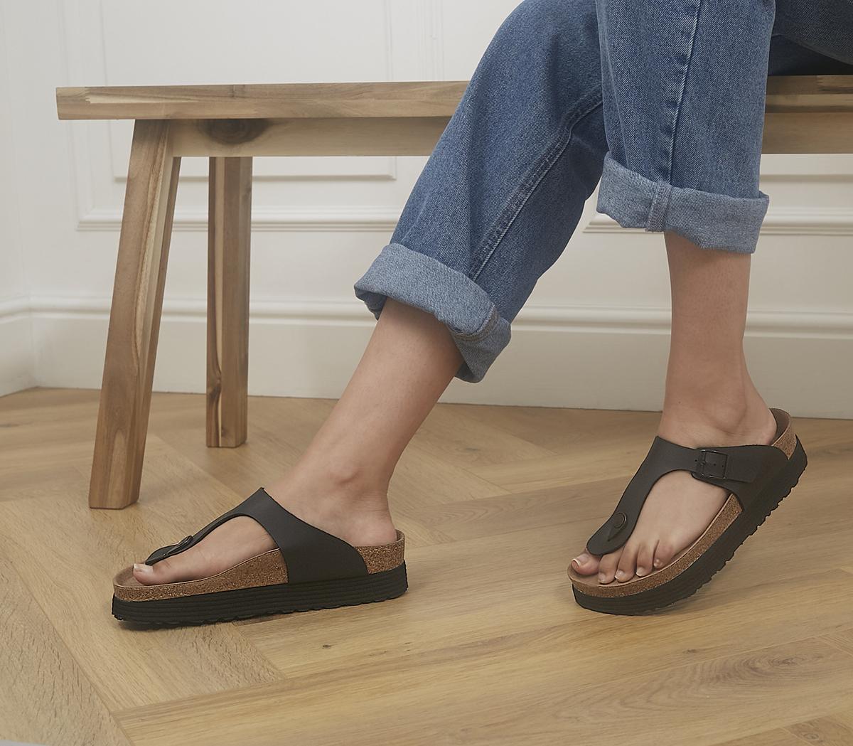 BIRKENSTOCK Papillio Gizeh Platform Sandals Black Vegan - Women’s Sandals