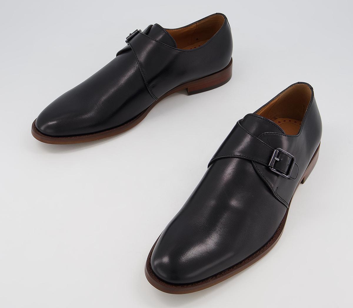 Office Master Single Strap Monk Shoes Black Leather - His Exclusives