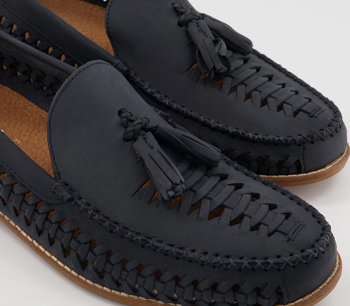 Office Clapton Woven Tassel Loafers Navy Nubuck - Casual