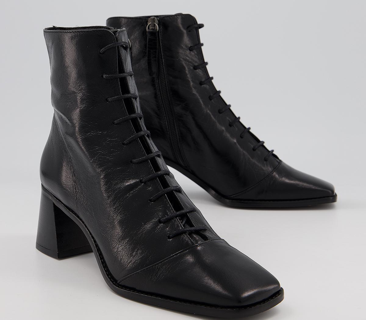 Office Ariella Lace Up Boots Black Leather - Ankle Boots