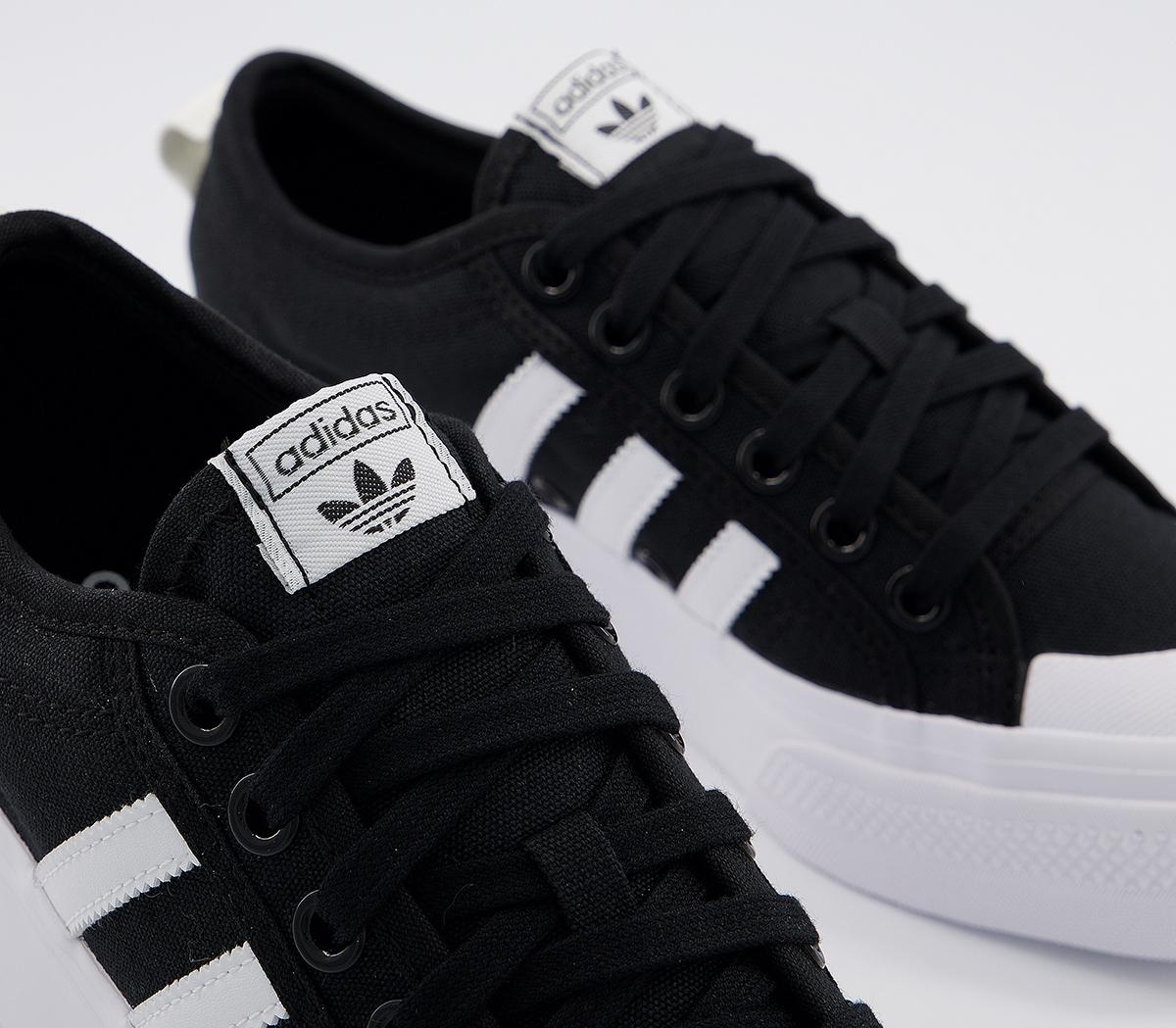 adidas Nizza Platform Trainers Black White - Hers trainers