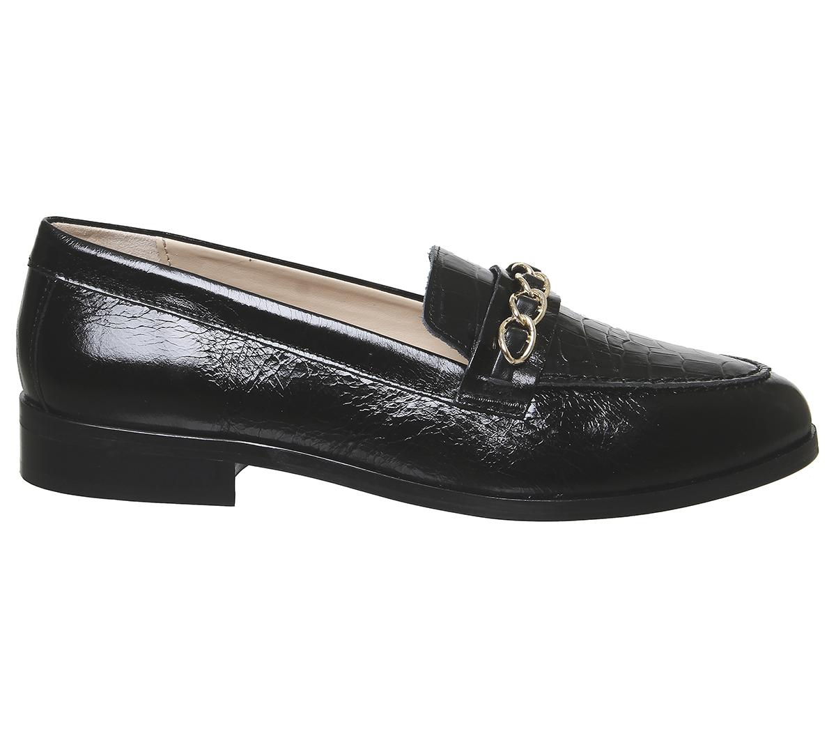 Office Fulfill Chain Loafers Black Leather - Women’s Loafers