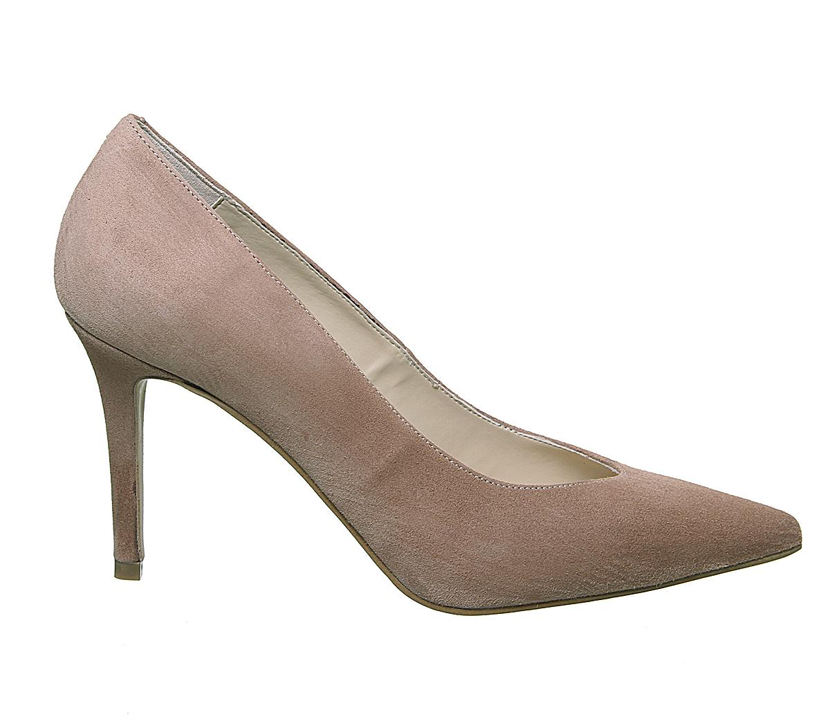 nude suede court shoes