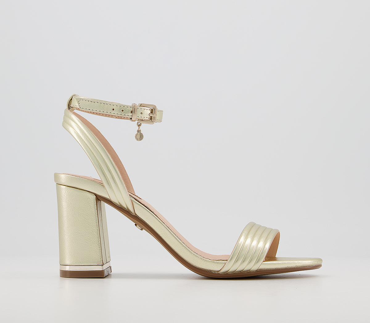 gold mid heels