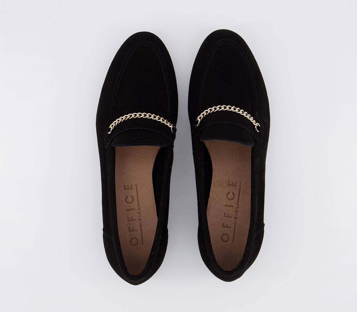 Office Fasinate Chain Loafers Black Suede - Women’s Loafers