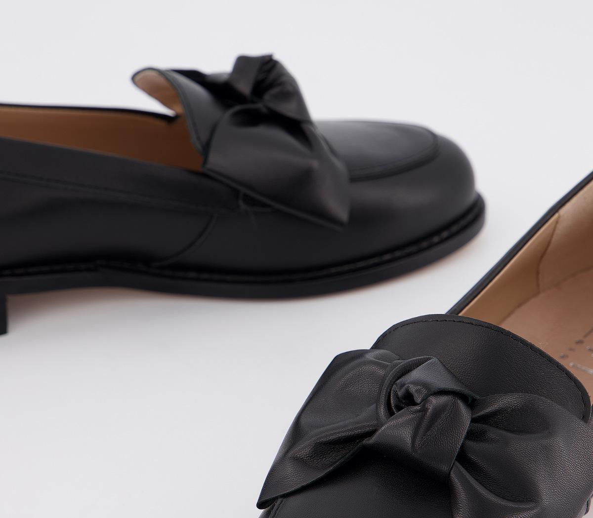 bow loafers black