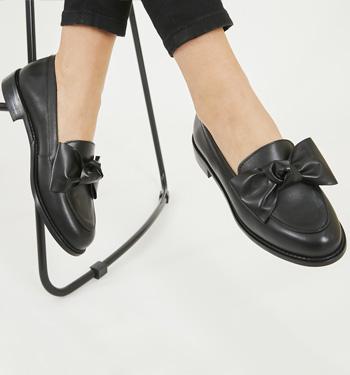 ladies black patent loafers uk