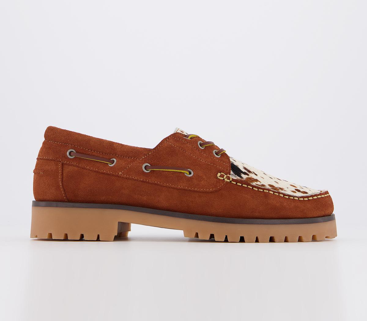 Office Captain Boat Shoe TAN SUEDE COW PRINT,Hellbraun,Schwarz