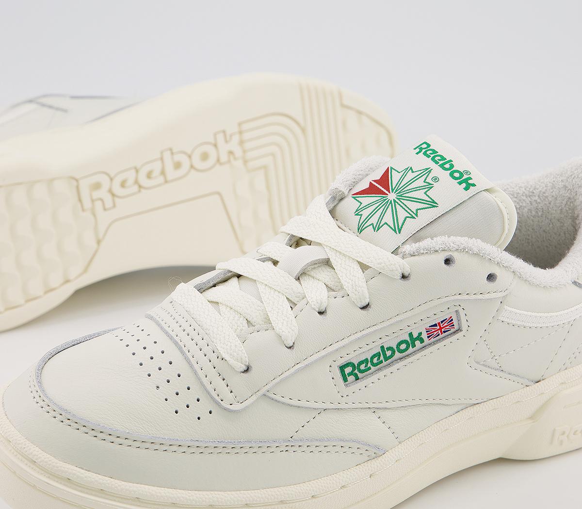 Reebok Club C Stacked Trainers Chalk White Green - Hers trainers