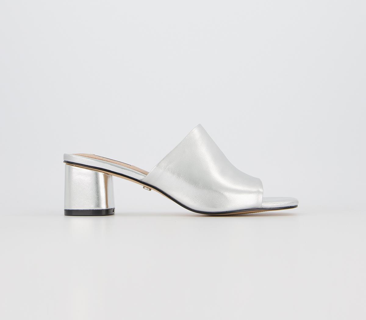 silver slip on mules
