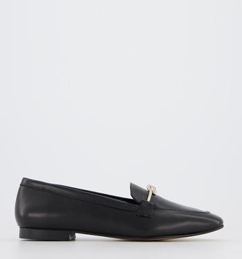 black soft leather loafers womens