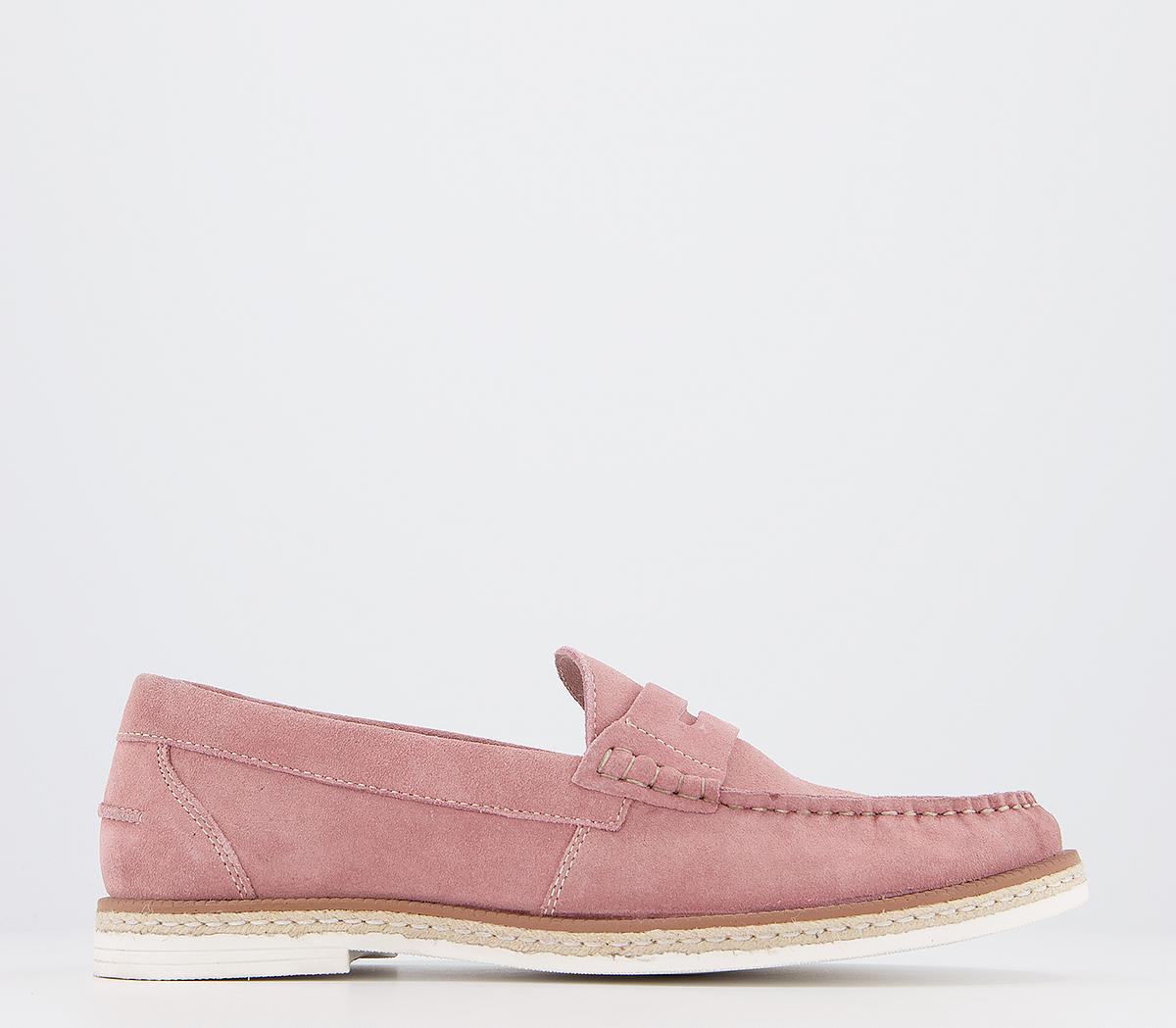pink suede loafers