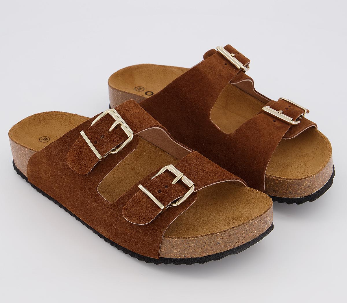  Office  Smash Footbed Sandals  Brown Suede Sandals 