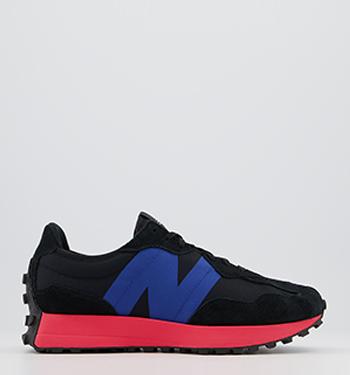 new balance black & gold 327 suede & mesh trainers