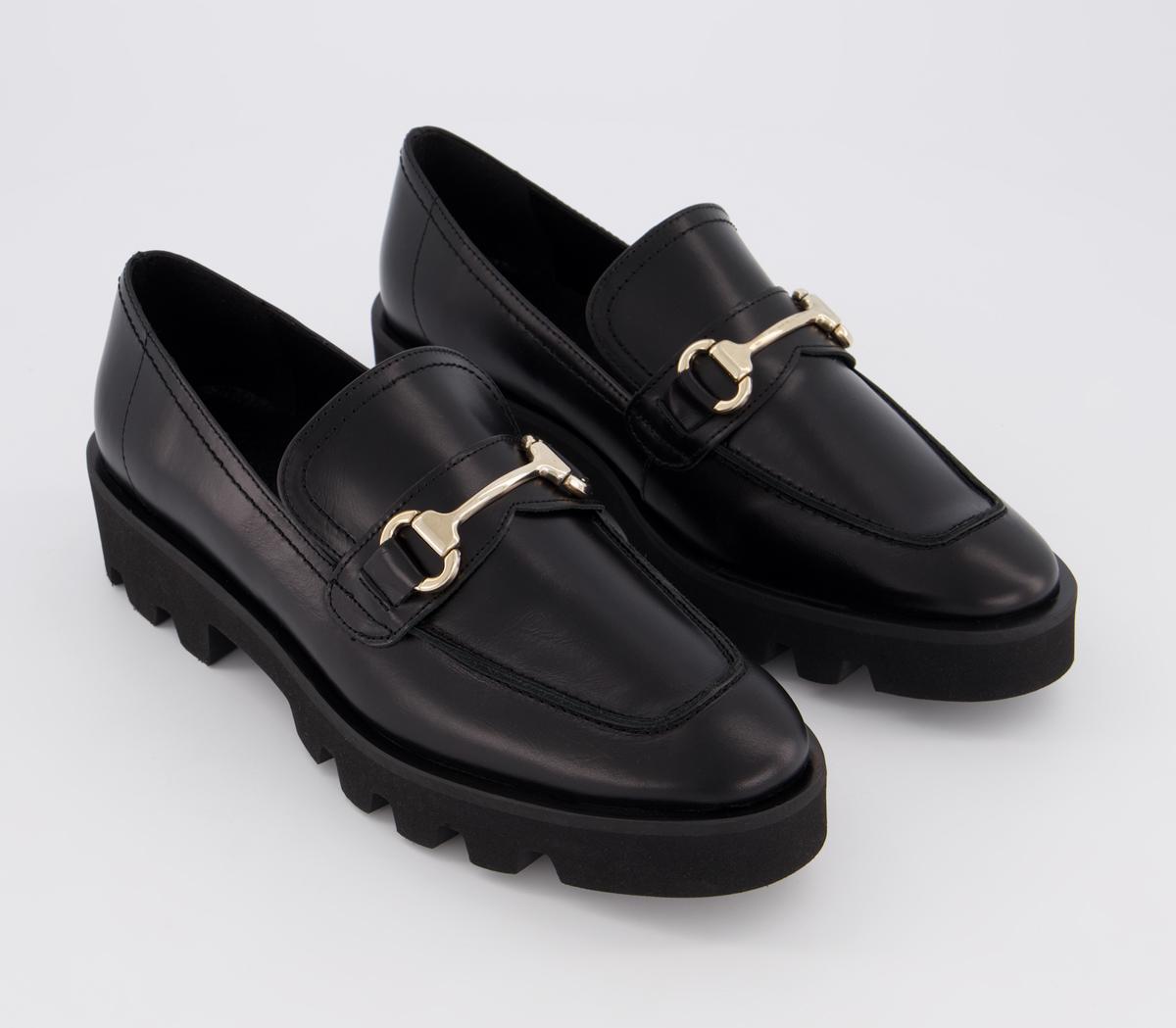 Office Fixate Chunky Trim Loafers Black Leather - Flat Shoes for Women