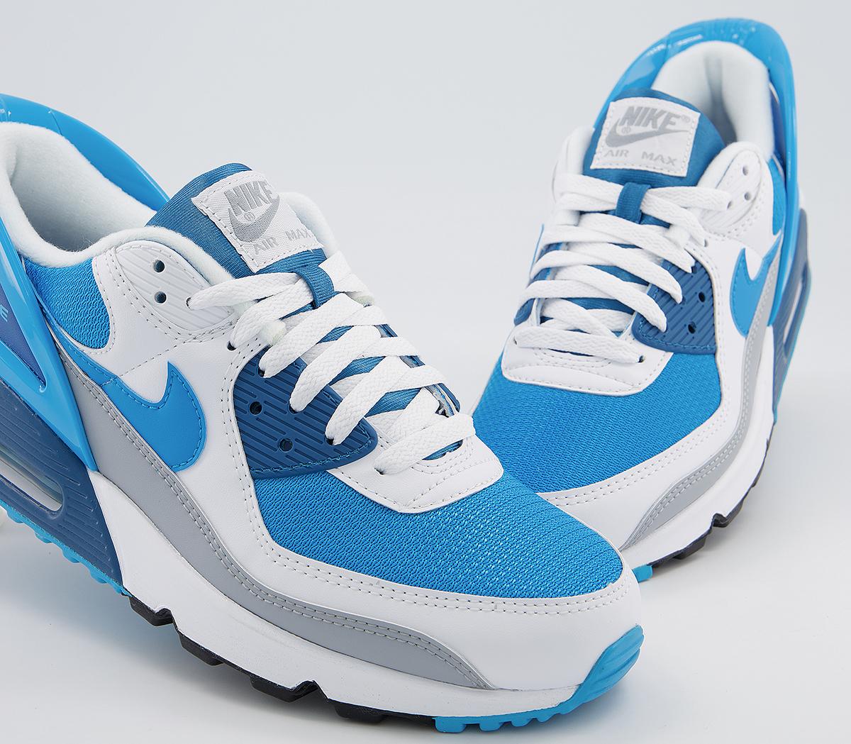 nike air max 90 essential blue and white