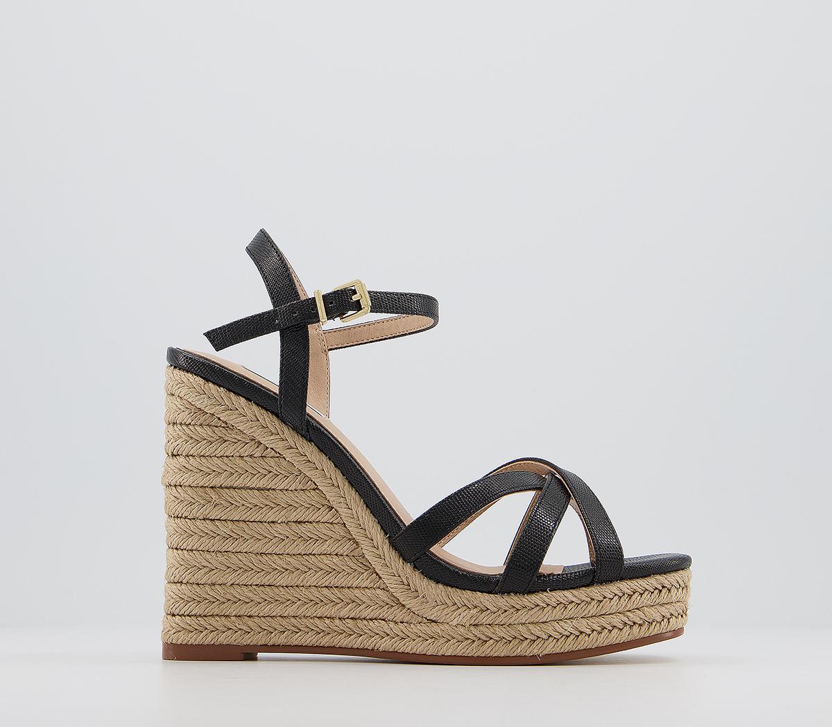 Office Havoc Square Toe Espadrilles Black Lizard - High Heels