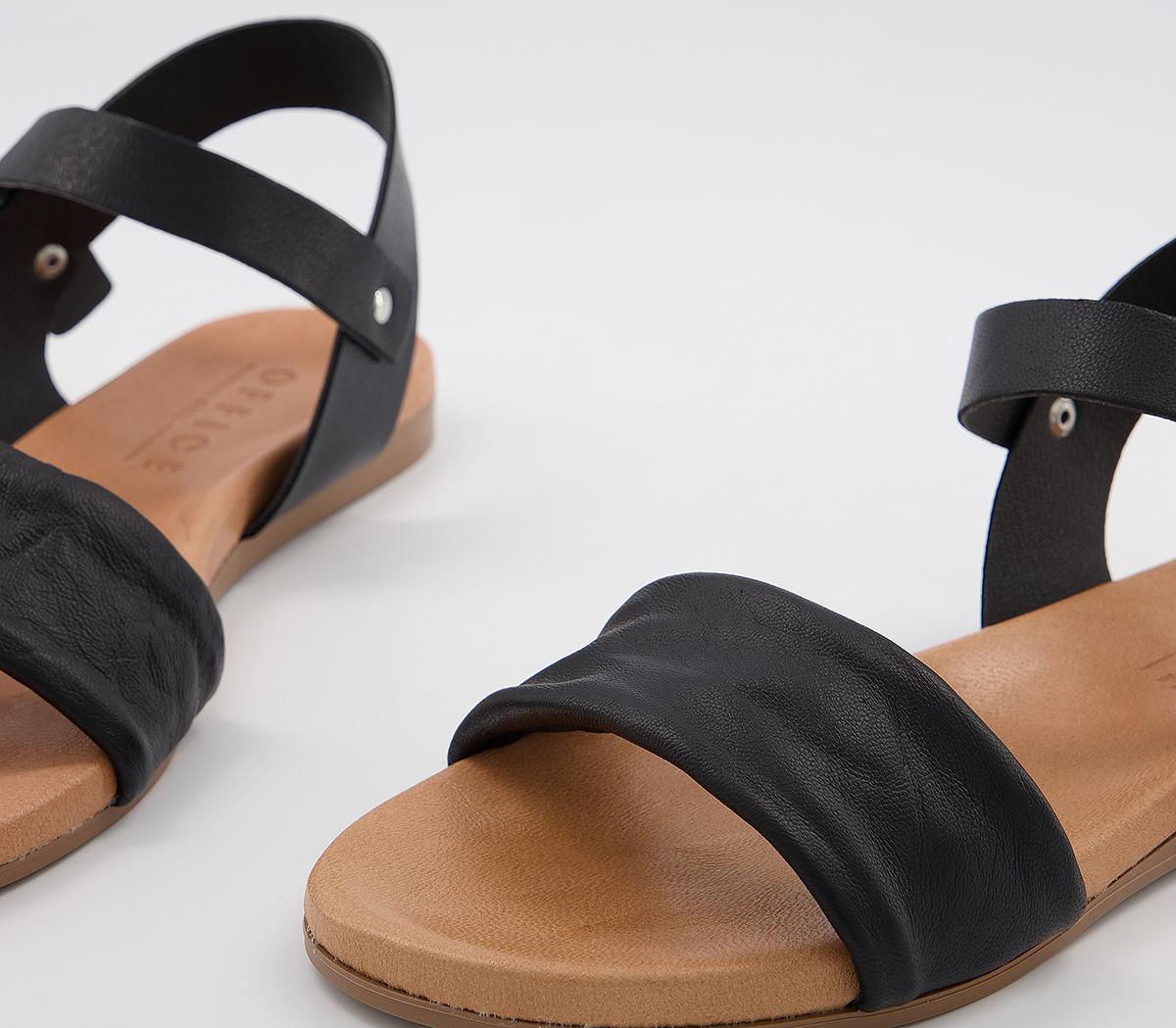 Office Speciality Two Part Sandals Black Leather - Women’s Sandals