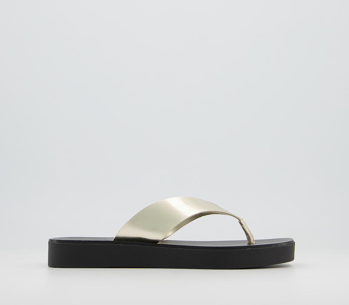 Office Sophie Toe Post Sandals Gold Leather - Sandalen