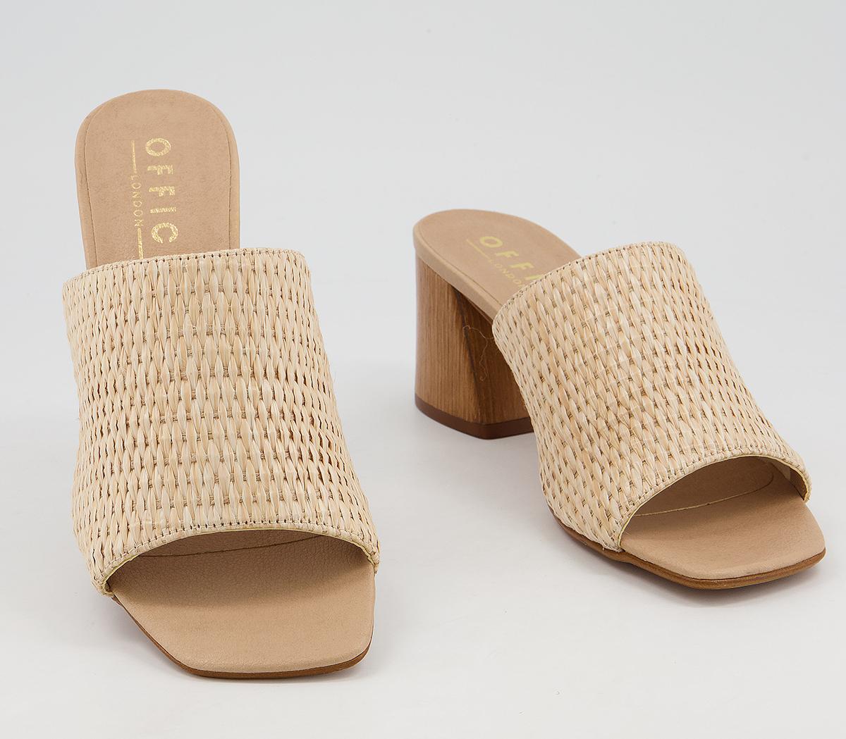 tan woven mules heels