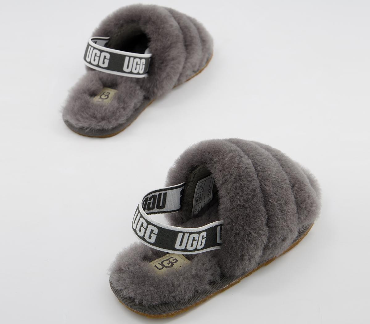 UGG Fluff Yeah Slide Infant Slippers Charcoal - Unisex