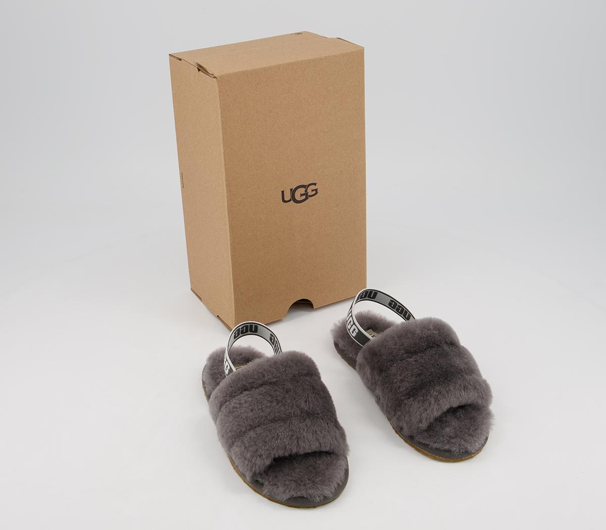 UGG Fluff Yeah Slide Infant Slippers Charcoal - Unisex