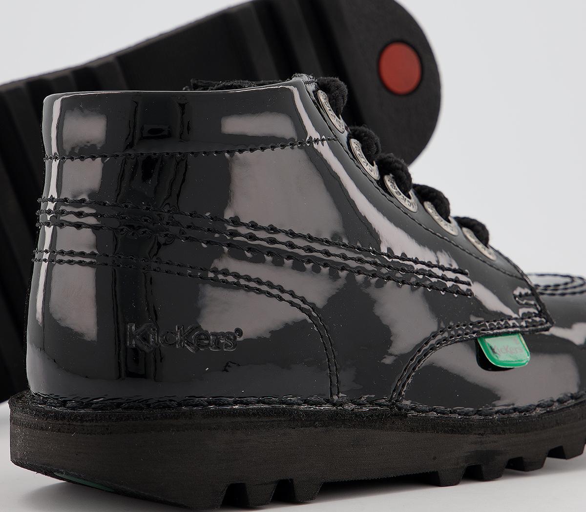 Kickers Kick Hi Zip Infant Black Patent Leather - Unisex