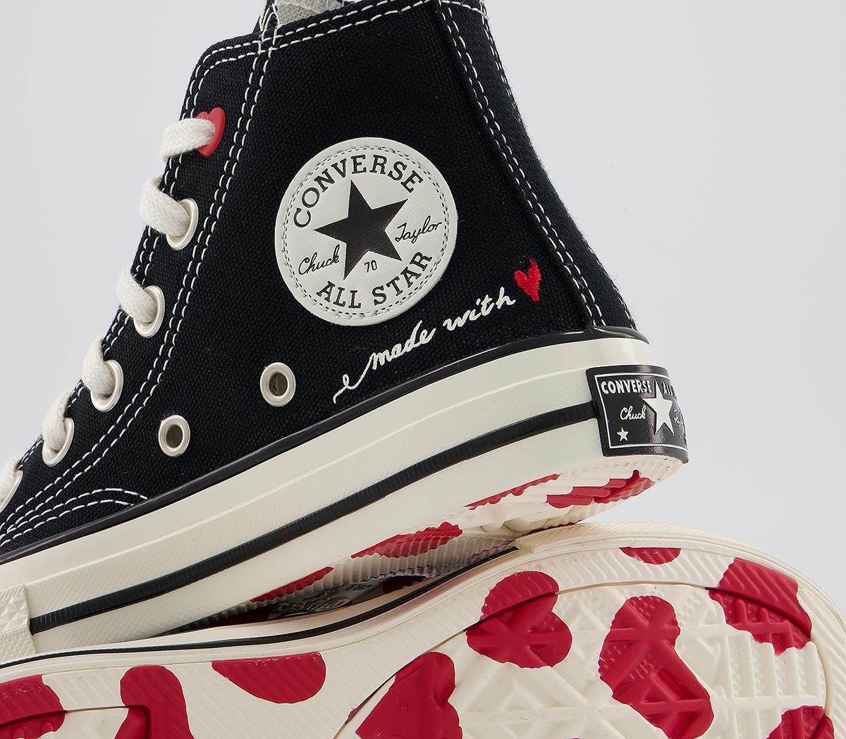 Converse Chuck 70 Hi Kids Trainers Black Egret Univerity Red Love - Unisex