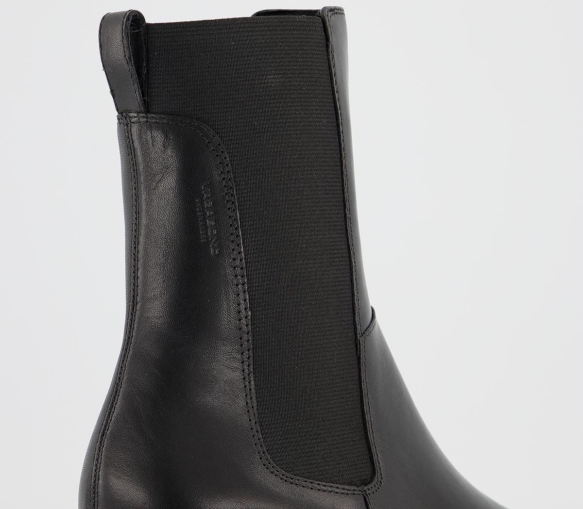 vagabond marja heeled ankle boots with stitching in black leather