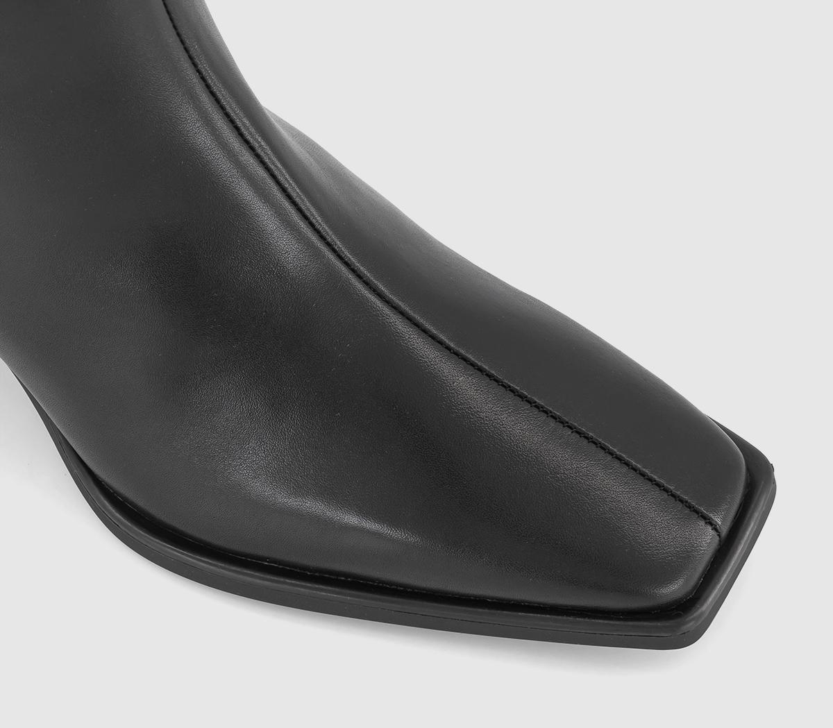 vagabond hedda leather flared heel knee boots in black