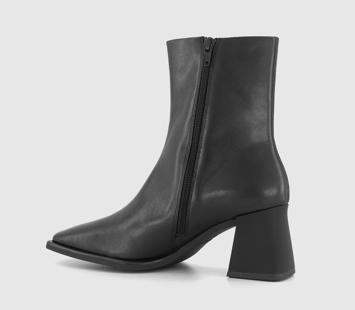 vagabond hedda leather flared heel knee boots in black