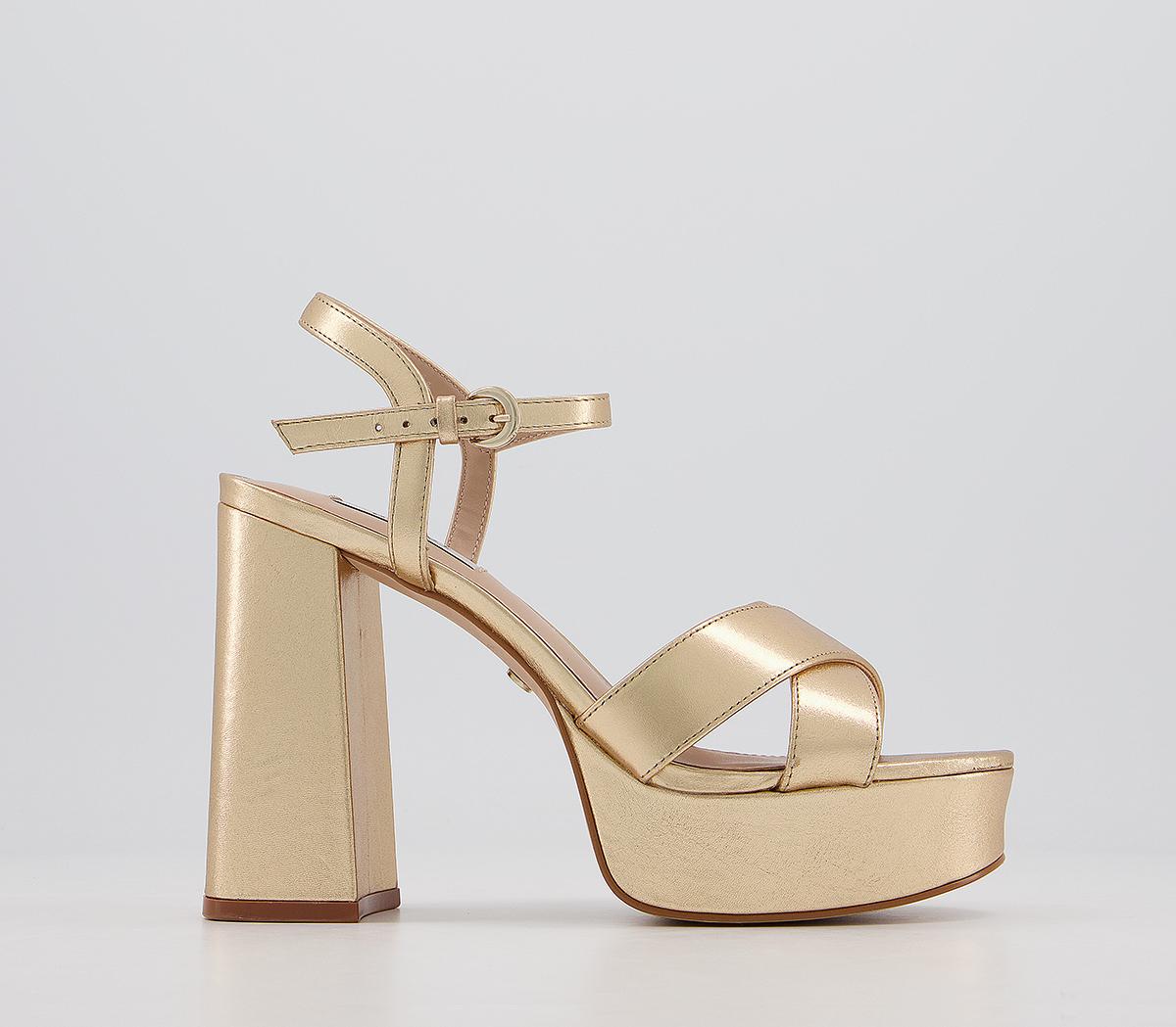 metallic platform heels