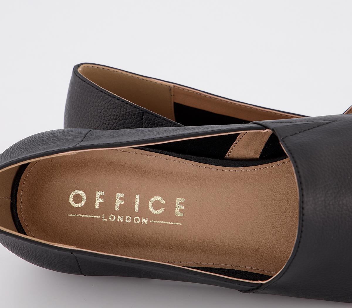 Office Flex W Two Part Slip On Flats Black Leather - Flat Shoes for Women