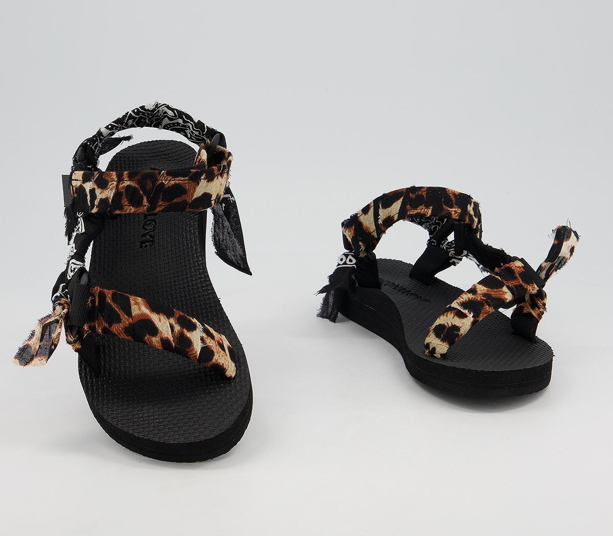 Arizona Love Trekky Bandana Sandals Leopard Black - Womenâs Sandals
