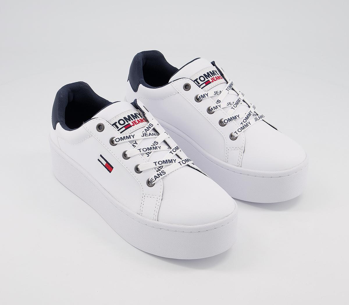 Tommy Hilfiger Iconic Leather Flatform Sneakers White - Hers trainers