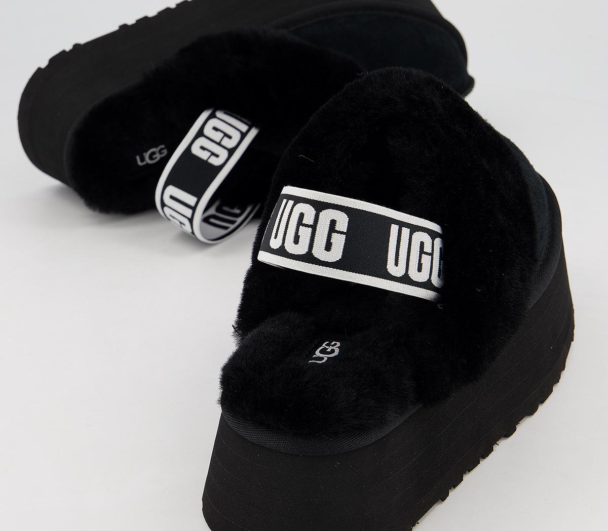 UGG Funkette Slippers Black - Flat Shoes for Women